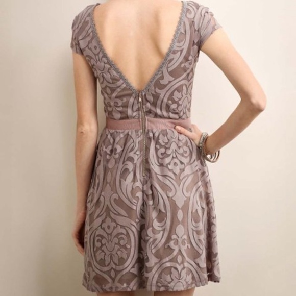 Soiéblu Mocha Burnout Damask Fit & Flare Dress - Picture 3 of 10